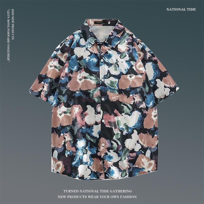 Japanese Hong Kong-Style Floral Hawaiian Shirt - Unisex Summer Short-Sleeve Retro Beachwear