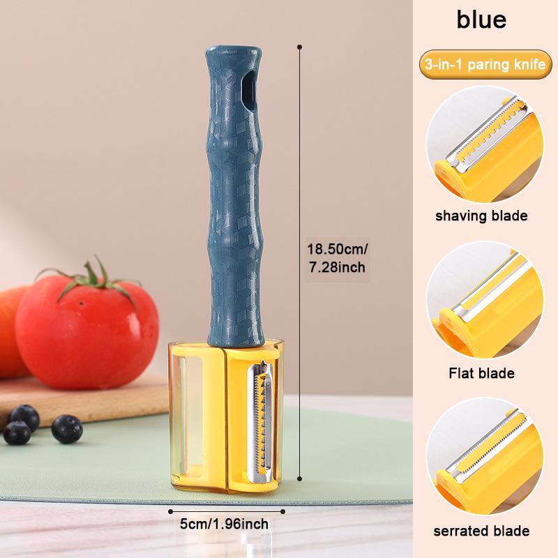 Household Kitchen Three In One Storage Fruit Peeler Stainless Steel Scraper Vegetable Fruit Scraper Kitchen Tool Accessories New