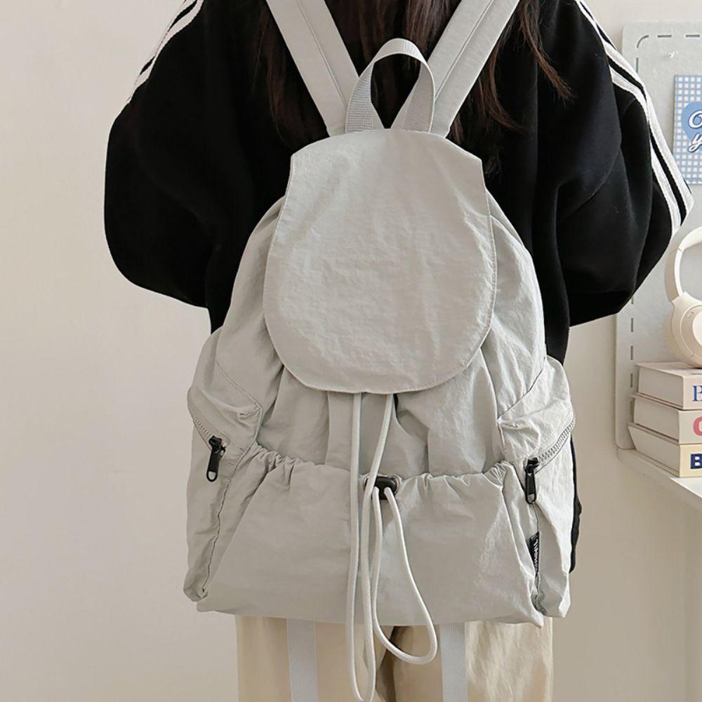 

Korean Style Travel Backpack Nylon Student Schoolbag Fashion Drawstring Backpack Teenagers синій
