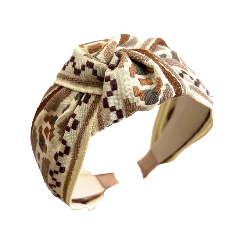 Вышитые Цветочные Кружевные Ободки Эластичная Широкая Повязка Бохо Ободки Для Волос Украшение Для Волос Для Женщин Летние Аксессуары