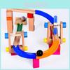 Wooden Roller Coaster Track Set For Kids With Building Blocks And Fun Rides For Family Play