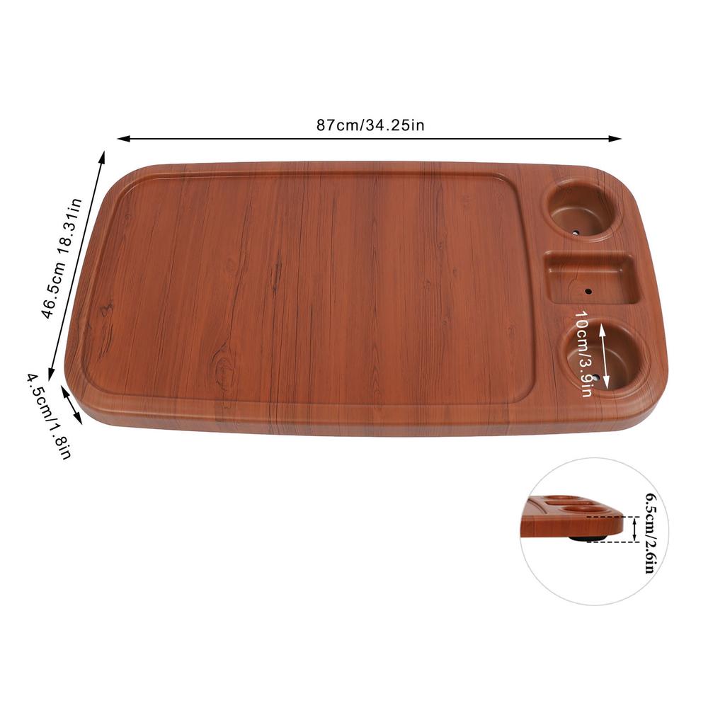 RV Table Top with 2 Cup Holders 34.25x 18.31in Wood Grain Rectangular Boat Tabletop Panel for Marine Yacht Camping Vehicle