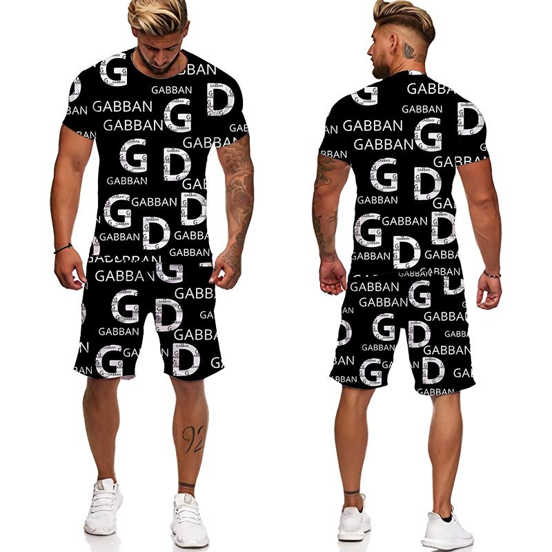 Mfhmom Herren 2-teiliges Sportoutfit - T-Shirt & Shorts Mit Palm Print, Y2K Style