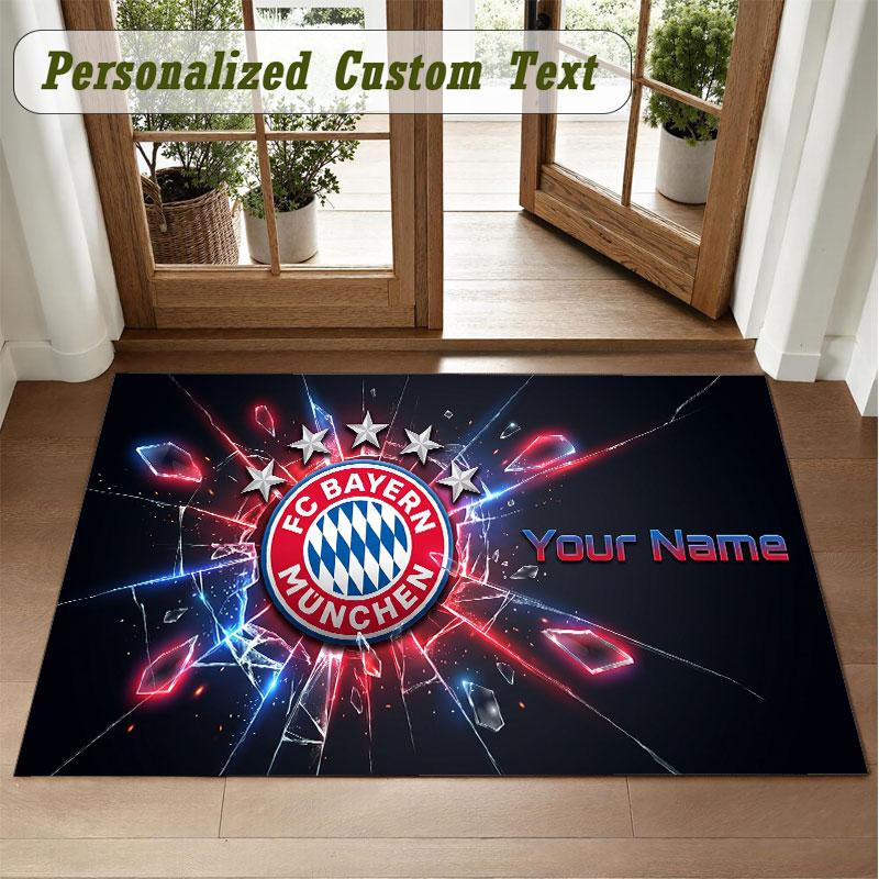 Crystal Velvet Square Rug Custom NameBayern Munich Pattern Non Slip Home Floor Decor Rug