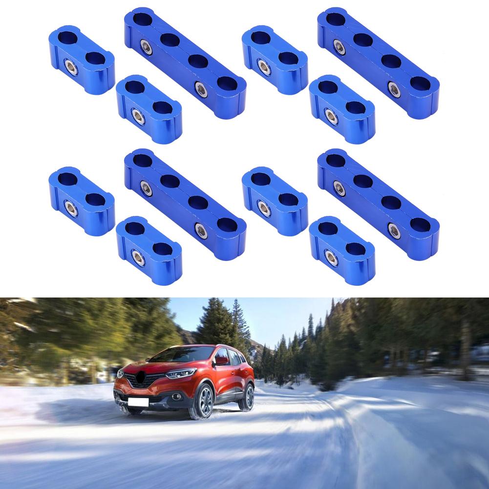 12Pcs Braided Engine Spark Plug Wire Hose Separator Clamp Fitting Kit for 8mm 9mm 10mm