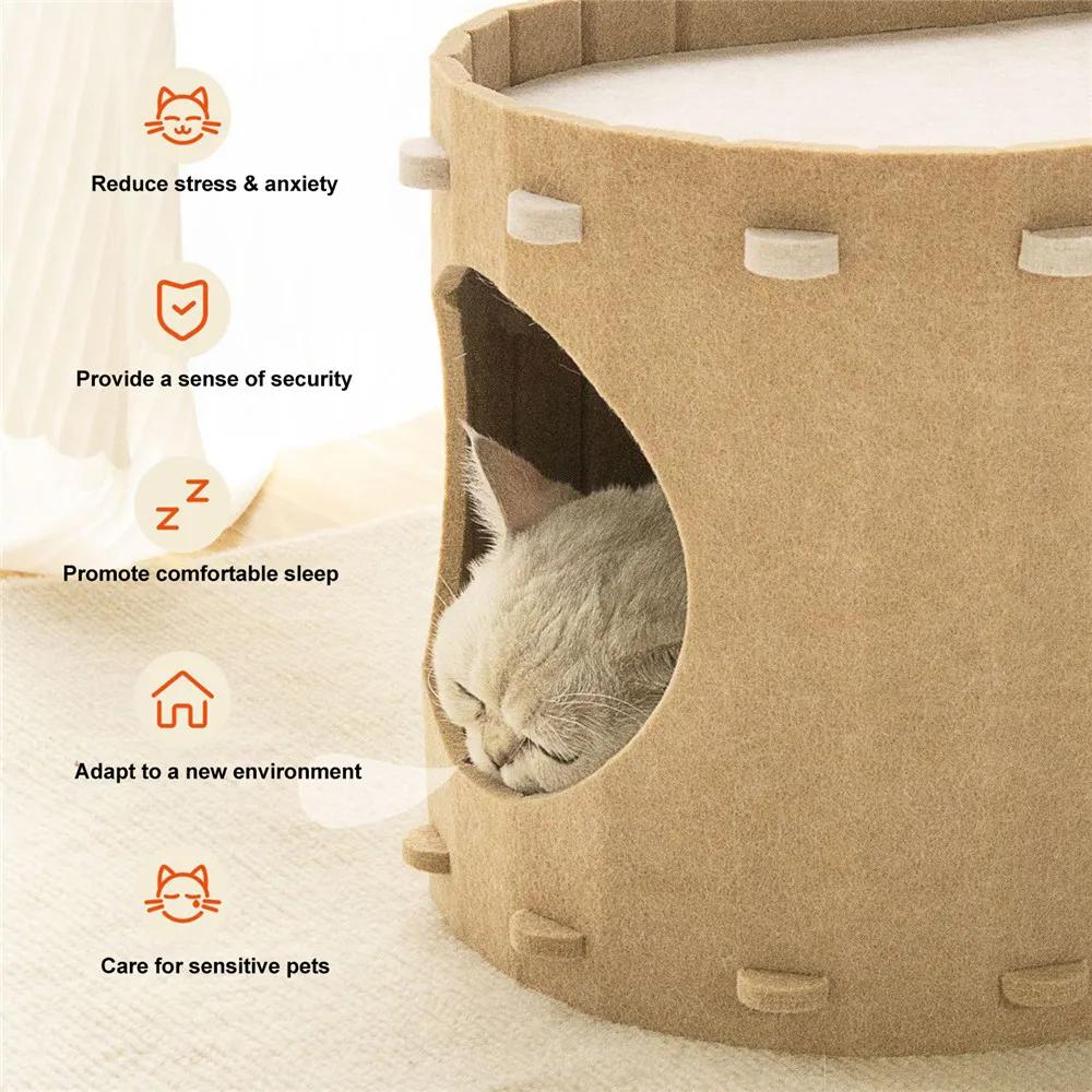 Felt Cats Bed Wear Resistant Pet House Detachable Cat Amusement Park Pets Shelter All Season Universal Pet House Cat Accessories