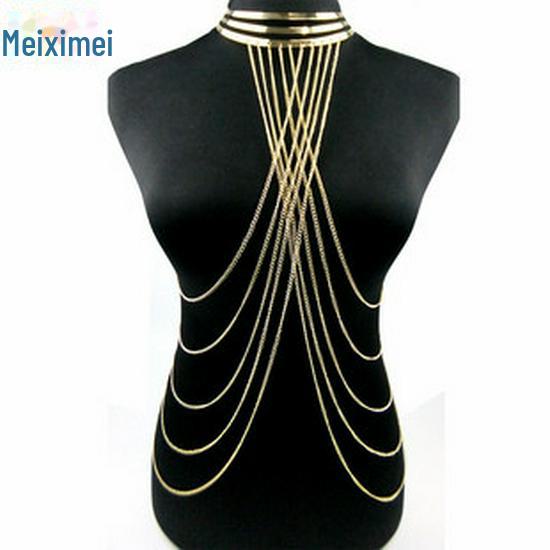 European & American Glam Metal Bikini Body Chain - Sexy Hollow Full Diamond Grid Design