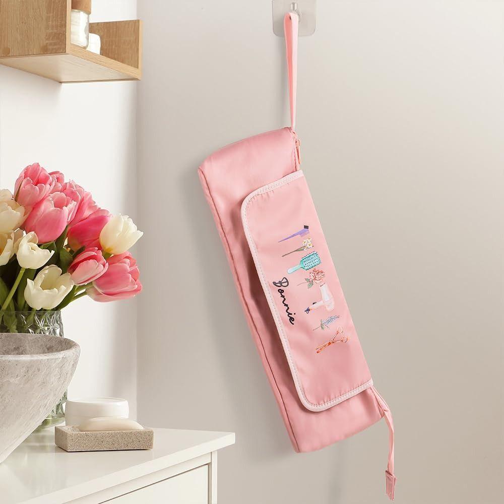 Polyester Hair Straighteners Toiletry Bag Personalised Design Birth Flower Travel Hair Tools Storage Heat Proof Mat
