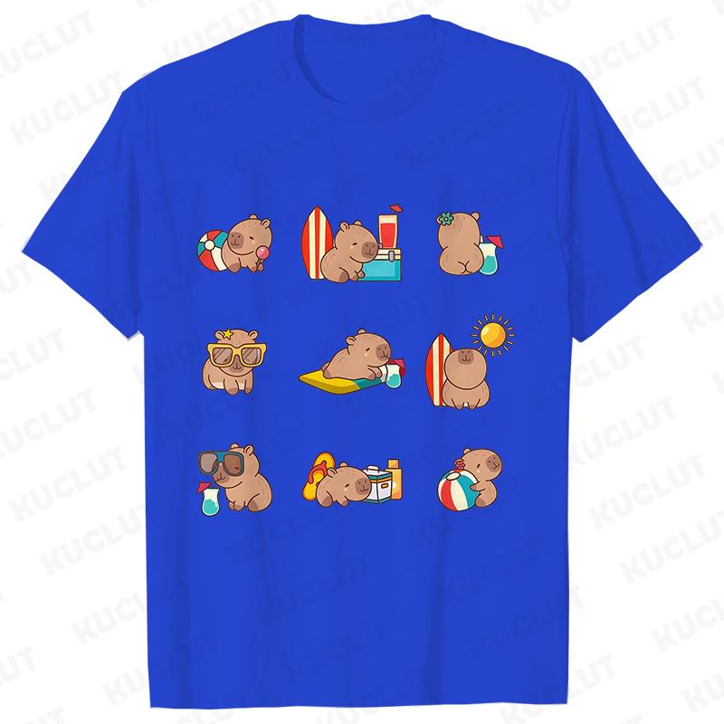 

Милая футболка с капибарой женская Kawaii топы футболка смешная капибара смешная футболка Харадзюку женская одежда мода Y2k 90-е Ульззанг футболка 4XL