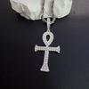 Egyptian Ankh Cross Pendant Necklace Iced Out Moissanite Hip Hop Copper Jewelry For Men Women