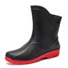 Fashion rain shoes men's medium tube water boots non-slip waterproof shoes new outdoor rain boots thermal short tube rubber shoes men's fashion