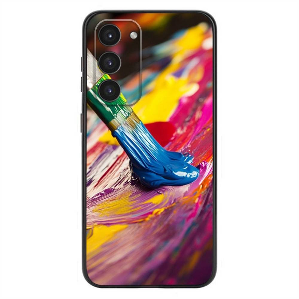 Zestaw Farb Wodnych Paleta Malarska Etui na Telefon Dla Samsung Galaxy A20,21s,22,31,32,52,53,72,73,80,91 Miękki Płynny Silikon Czarna Osłona