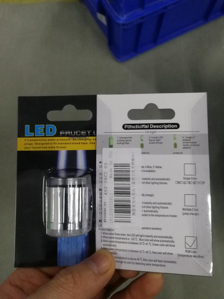 LED Light Water Faucet 3-Color Changing Temperature Sensor For Shower Tap Faucet Nozzle Head Home Kitchen Bathroom Fixture