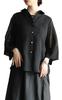 La Sheer Big Shirt for Women with Back Loose Spring Summer Free Black [sawa Á Mode] Slit, See-through, Three-Quarter Sleeves, Fit, Figure-Flattering,