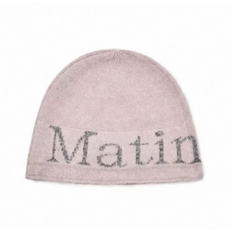 Matin Kim Letter Knit Beanie Hat Unisex Streetwear Winter Cap Men Women Trendy Korean Fashion Cold Weather Accessory