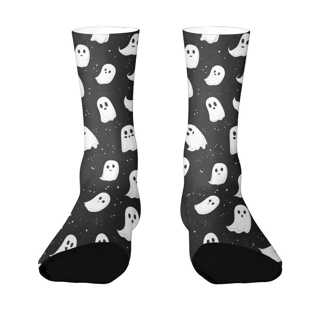 Unisex Breathable Mid-Calf Socks Halloween Patterned Comfortable Stretch Crew Socks Suitable for Daily Wear and Seasonal Use