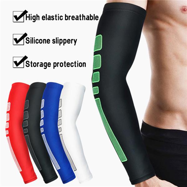 Sports Arm Guard Protective Gear Silver Reflective Design Basketball Sports