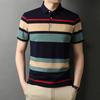 Men's striped polo shirt, men's ethnic style retro polo shirt top