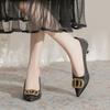Pointed stiletto high heels commuting temperament shallow mouth metal buckle spring new fashion single shoes women