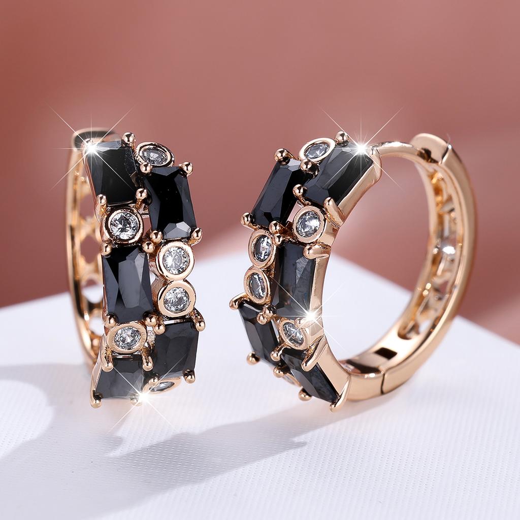 1 Paar goldene Farbe Rechteckschliff Weiß Schwarz Blau Lila Stein Tropfen Ohrringe Baumeln Haken Ohrringe Hochzeit Schmuck Geschenke