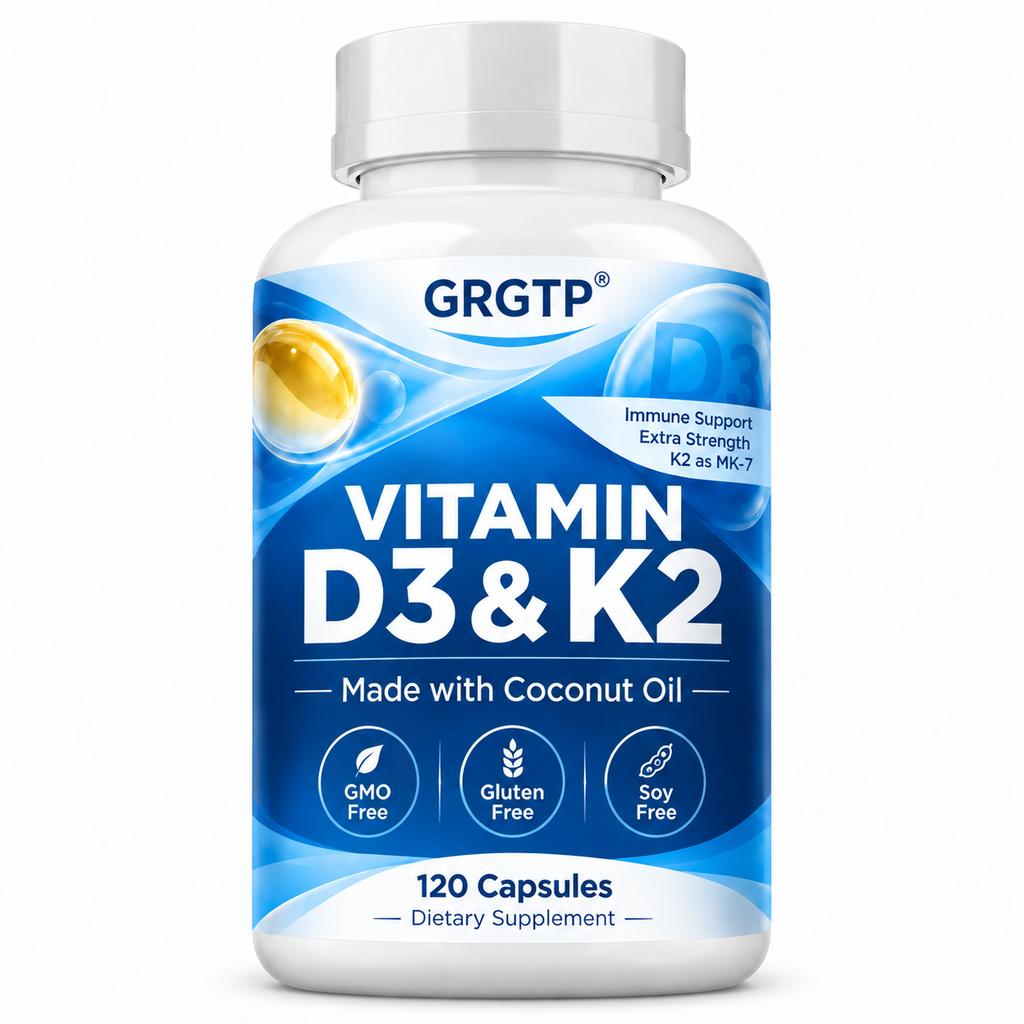Coconut Oil-Based, Vitamin D3 & K2 Complex Capsules, Daily Support, Dietary Supplement