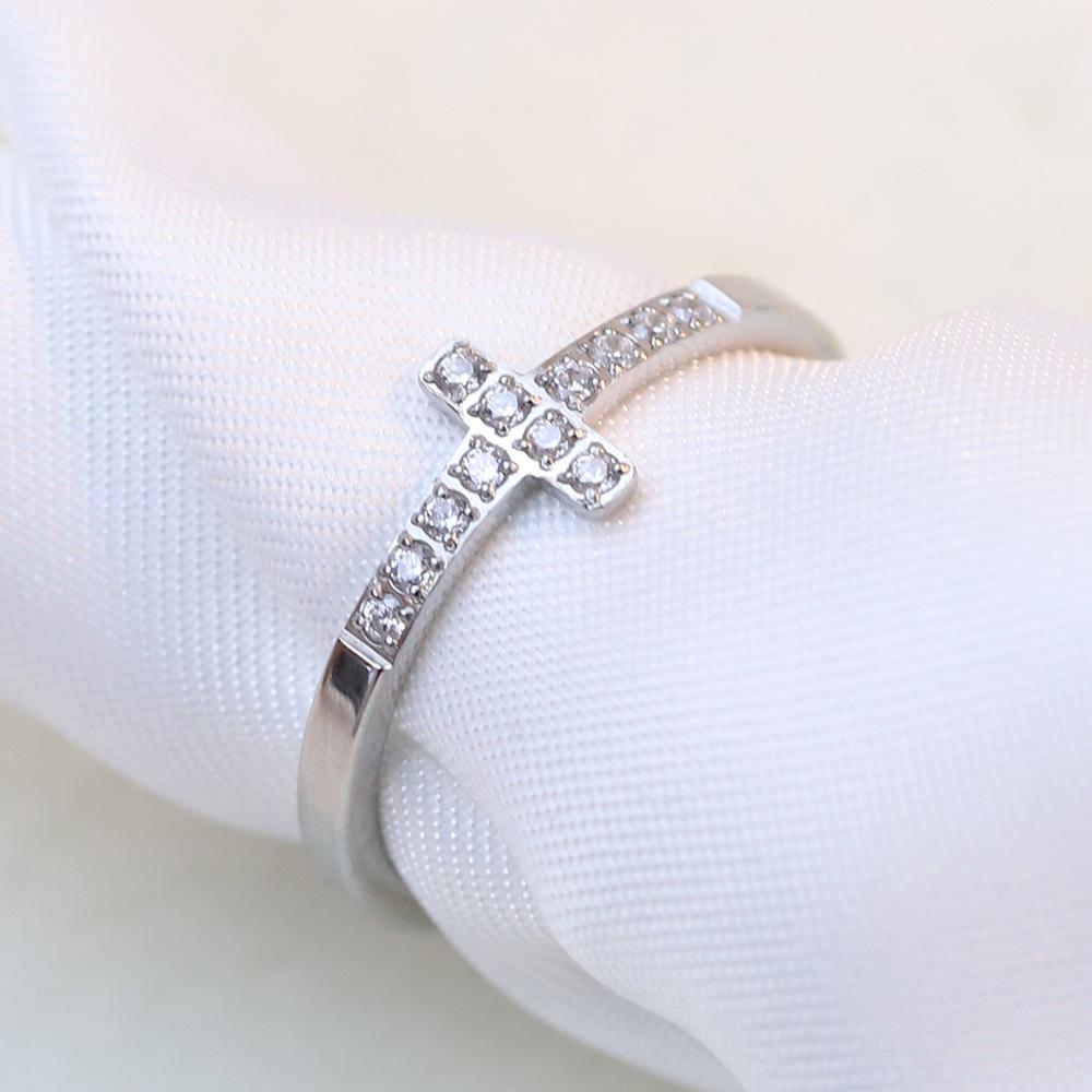Cross-border Hot-Selling 7MM Zircon Inlaid Stainless Steel Ring for Women