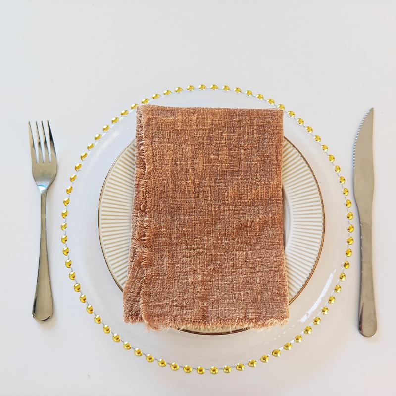 10 szt. 32X32Cm Gazy Bawełniana Serwetka Wielokrotnego Użytku Ściereczka do Herbaty Wesele Impreza Boże Narodzenie Dekoracja Stołu Retro Postrzępiona Serwetka