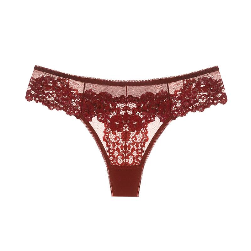 Sexy Panties Women Lace Low-waist Solid Sexy Briefs Embroidery Thong Transparent Hollow Out Underwear Female G-String
