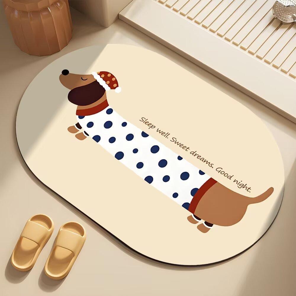 Dachshund Diatom Mud Floor Mat Toilet Toilet Non-Slip Foot Mat Bathroom Door Soft Absorbent Quick Drying Mat
