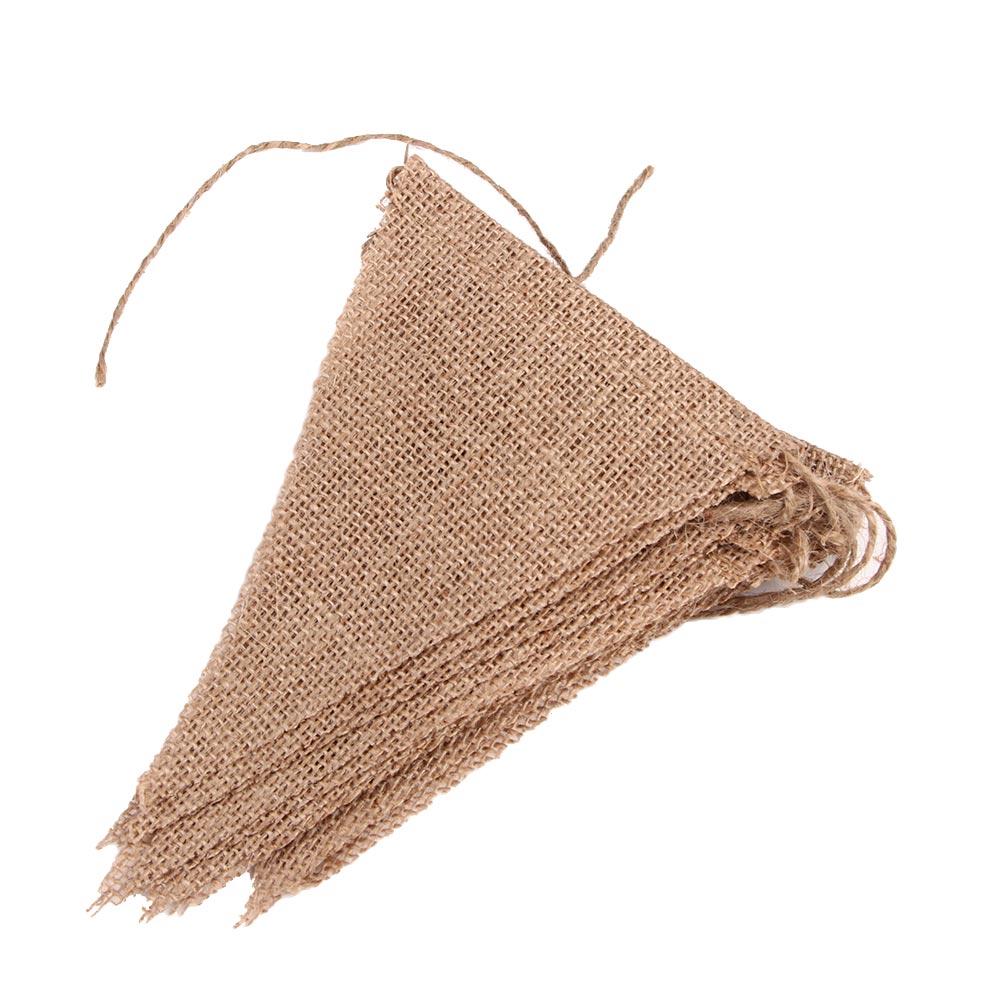 Fabric Wonderful Vintage Decor Burlap Chic Shabby Wedding Jute Banner Hessian Bunting Lace Bunting