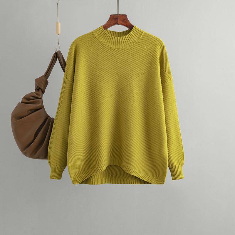 Pull Vintage à manches longues pour femme, haut ample, grande taille, automne et hiver