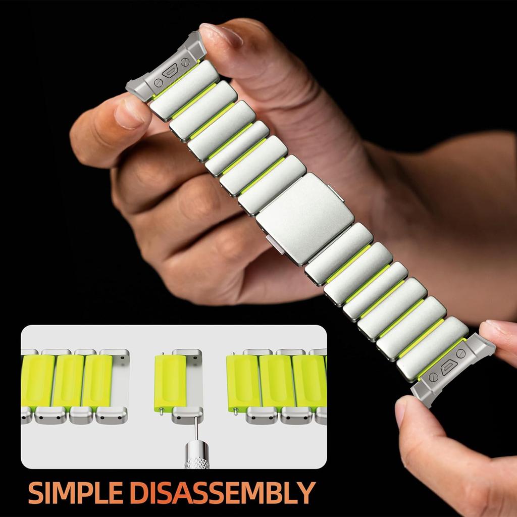 Armband+Hülle für Samsung Galaxy Watch Ultra 2025/7 ultra Edelstahl Gummiarmband Gehärtetes Glas Displayschutz Hülle aus Hart-PC