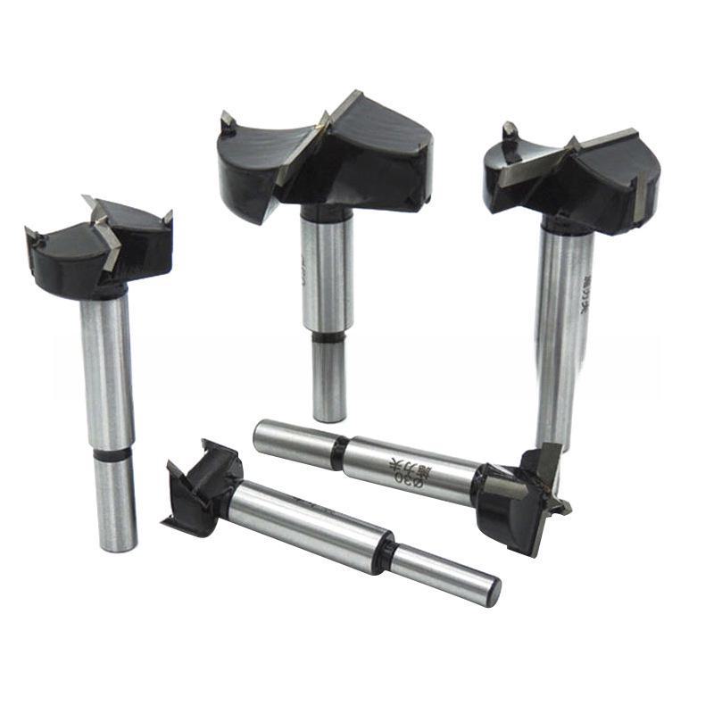 "5pc Woodworking Hole Opener Punch Drill Set for Flat Wing Drilling, Reaming, and Hinge Tool"