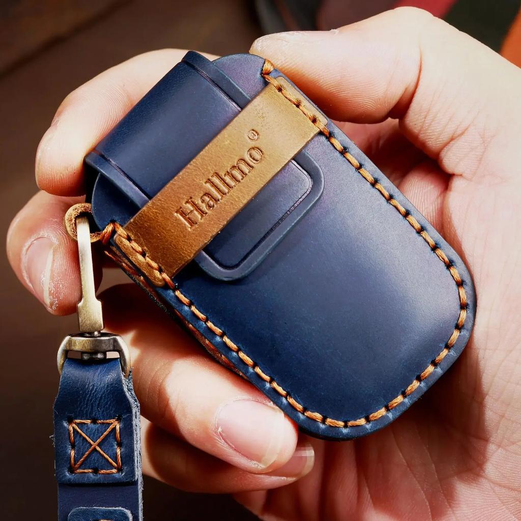 HALLMO Genuine Leather Car Key Case Cover for TOYOTA Prado