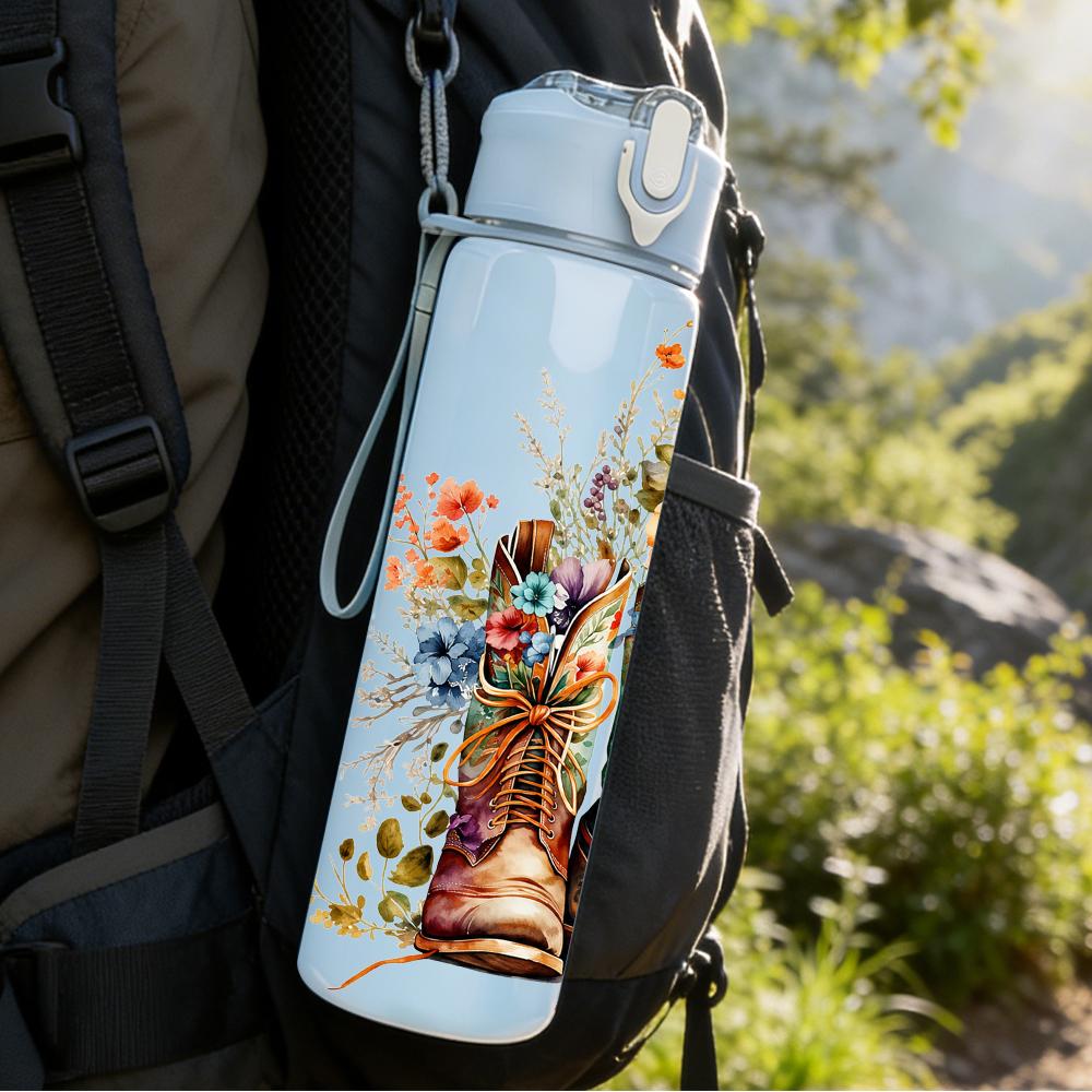 1PC Cowboy Hat Rose Valentine 750ml Color Plastic Sports Water Bottle Leakproof Flip Straw Lid Suitable for Sports Office Home Use