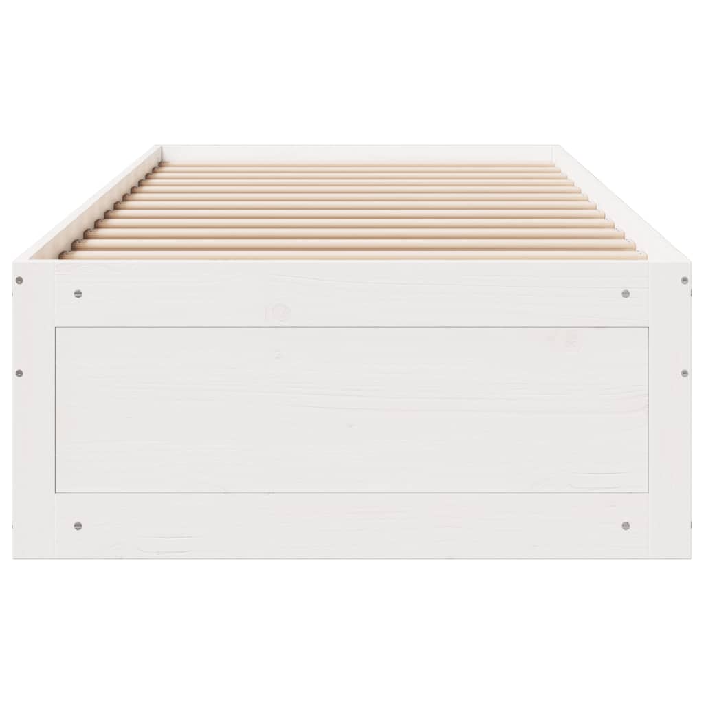 Solid Wood Bed Without Mattress with Drawers White 90x200 Cm