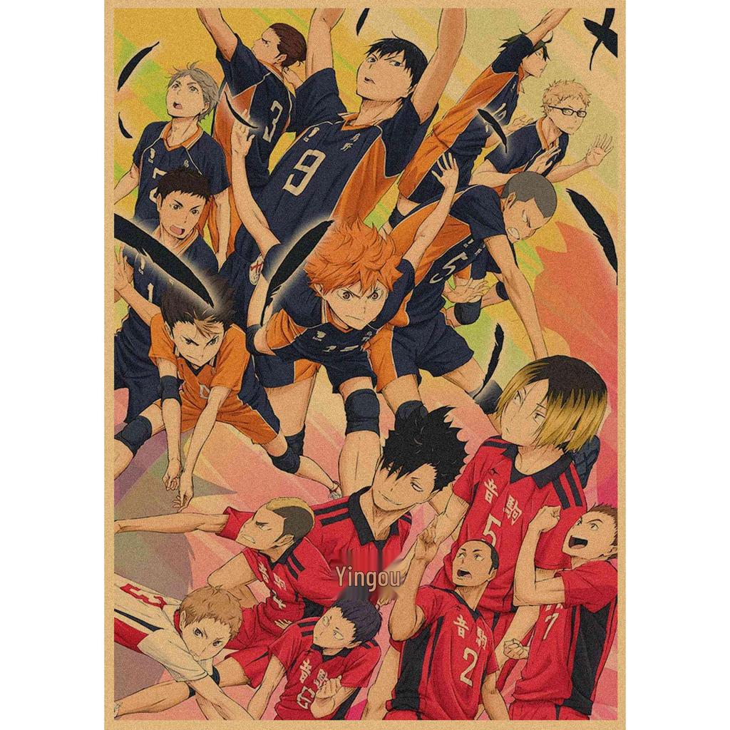 Haikyuu!! Retro Kraft Poster: Hinata Shoyo & Kageyama Tobio Decorative Wall Art