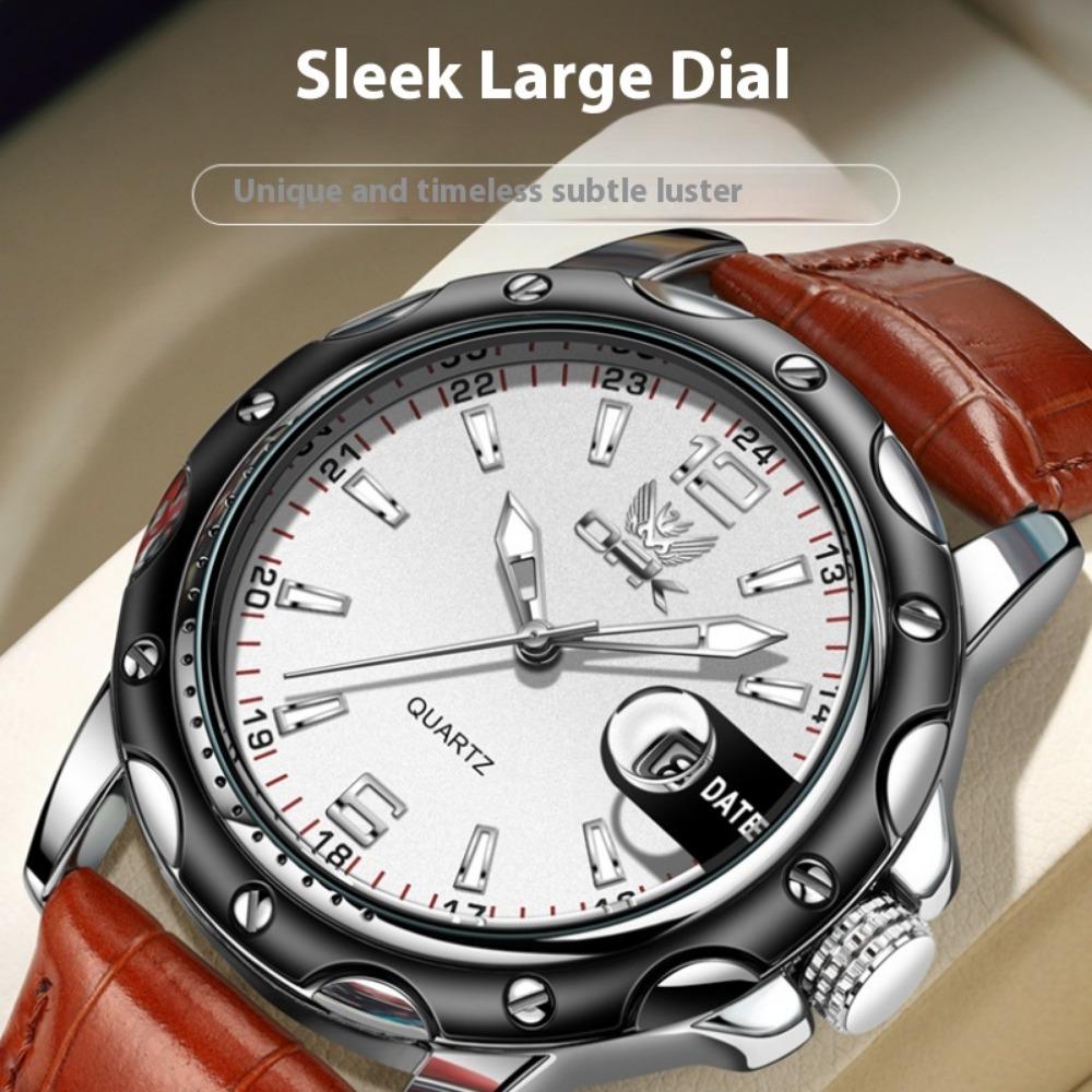 OPK Watch Magnifying Glass Calendar Luminous Men's Belt Sports Watch