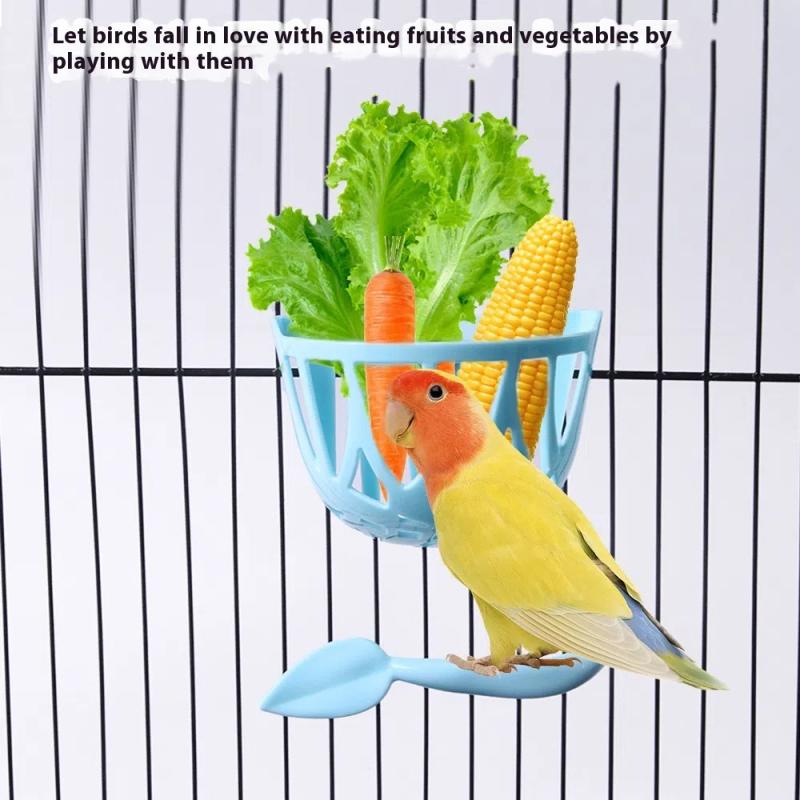 Multifunctional Parrot Feeder Bird Cage Fruit Vegetable Hanging Basket Hanging Creative Bird Feeder Basket Stand Up Toys