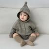 Korean Spring Hooded Knit Sweater and Romper Set for Babies - Unisex Two-Piece
