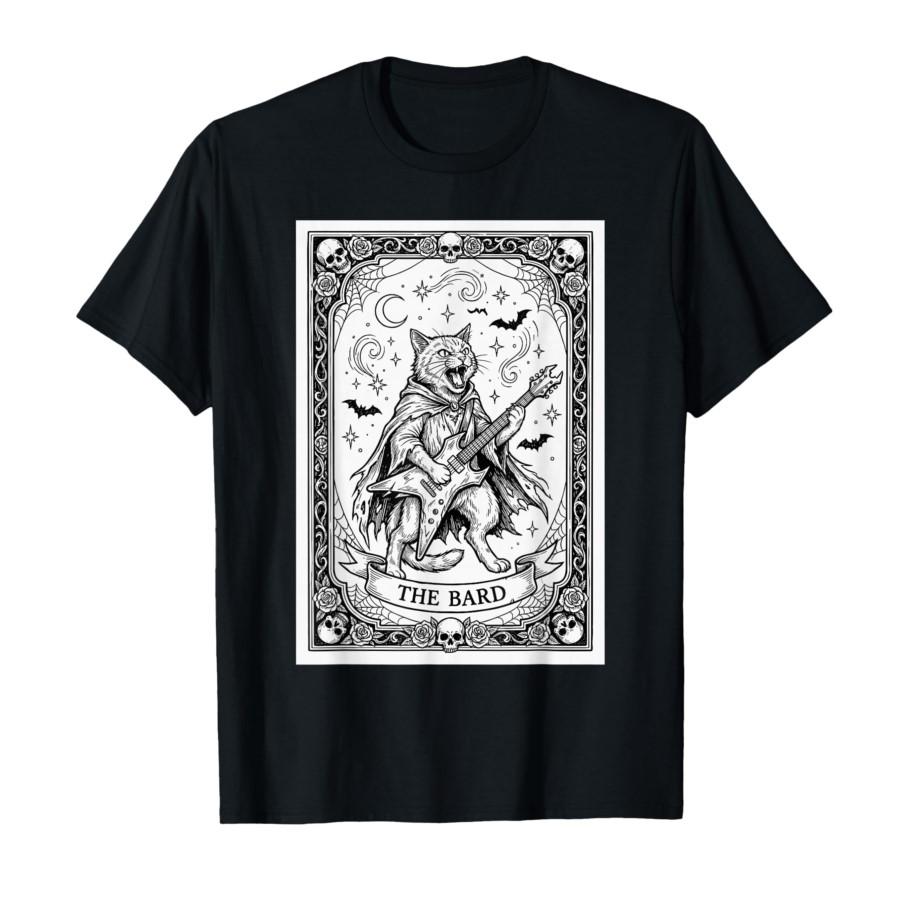 

The Bard Electric Guitar Metal Cat Gothic Tarot Card T-shirt For Men Women 100% Cotton T Shirts Short Sleeve Tops 0227-1 - Me... S разноцветный