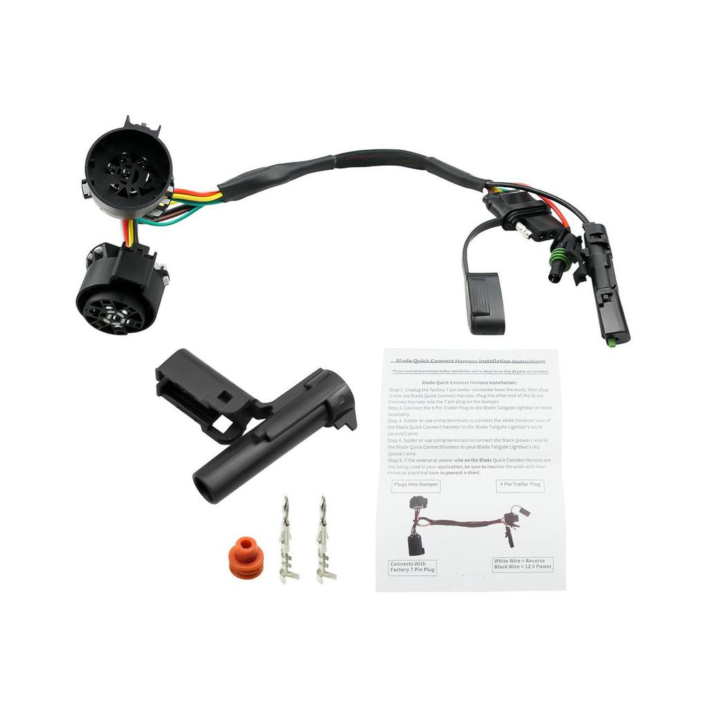 529004 American 7-Pin to 4-Pin Quick Connect Wiring Harness with Reverse and 12V Wires for Truck Trailers.