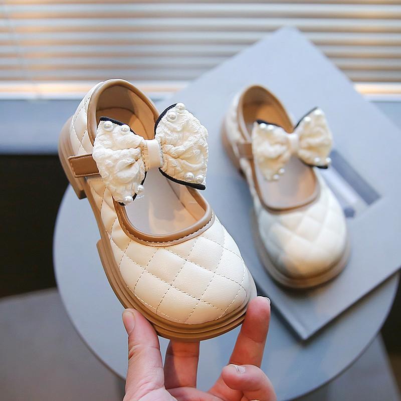 Children PU Leather Shoes Patent Leather Girl's Flat Shoes Black Beige Vintage School Toddler Kids Princess Shoe