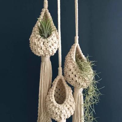 Hanging Basket Hand-woven Pineapple Shape Landscaping Cotton Macrame Flower Planter for Living Room Balcony Decorations