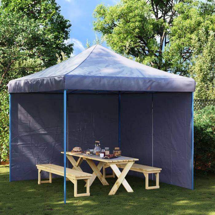 Paroi de tente - vidaXL - 2pcs - PE résistant aux UV - Fixation avec attaches - Bleu