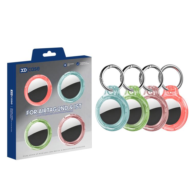 XDcase 4pcs Translucent Hard PC Protective Case with Key Ring 4PCS (Transparent Blue Green Red Pink) розовый