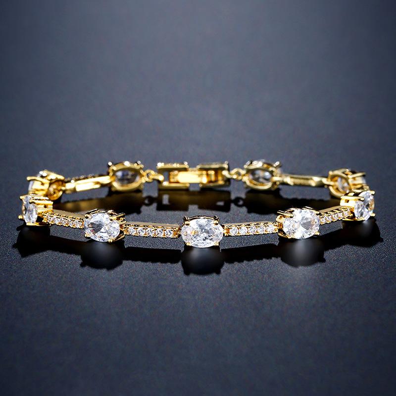 RAKOL Cross-border Supply, European and American Fashion Classic Micro-inlaid Oval Zircon Bracelet, Women's Exquisite and Versatile Bridal Jewelry