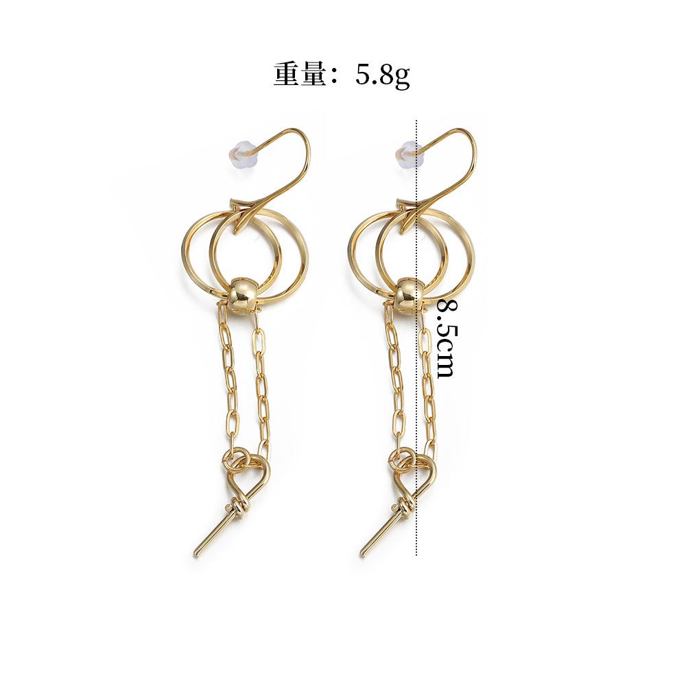 GEMCHIC Women s Gold Plated Copper Geometric Ring Chain Hook Earrings Long Tassel Dangle