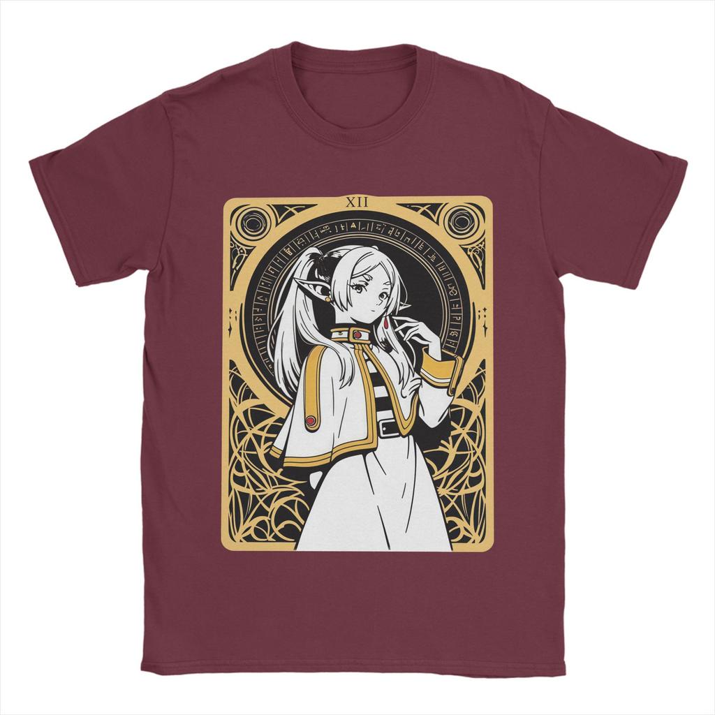 Męskie Koszulki Frieren Beyond Journey's End Anime Koszulki z Czystej Bawełny z Krótkim Rękawem Sousou No Frieren Koszulki z Okrągłym Dekoltem Odzież