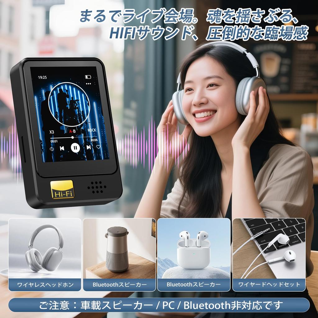 MP3 Player [2026 New Model & 0GB Memory] Bluetooth 5.3 Compatible HIFI Music Player 1.77-inch Full Touchscreen Zinc Alloy Ultra-lightweight 61g FM Rad
